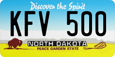 ND license plate KFV500