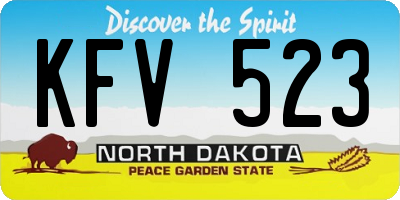 ND license plate KFV523
