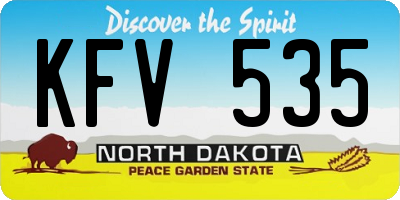 ND license plate KFV535