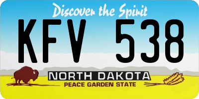 ND license plate KFV538