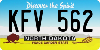 ND license plate KFV562