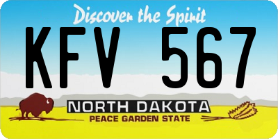 ND license plate KFV567