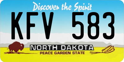 ND license plate KFV583