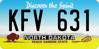 ND license plate KFV631