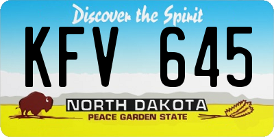 ND license plate KFV645