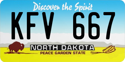 ND license plate KFV667