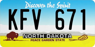 ND license plate KFV671