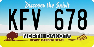 ND license plate KFV678