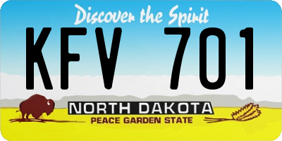 ND license plate KFV701