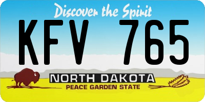 ND license plate KFV765