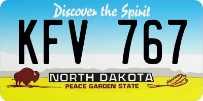 ND license plate KFV767