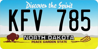 ND license plate KFV785