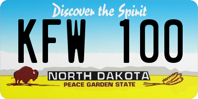 ND license plate KFW100