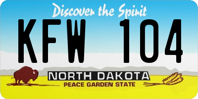 ND license plate KFW104