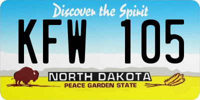 ND license plate KFW105