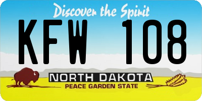 ND license plate KFW108