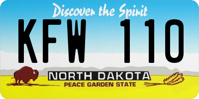 ND license plate KFW110