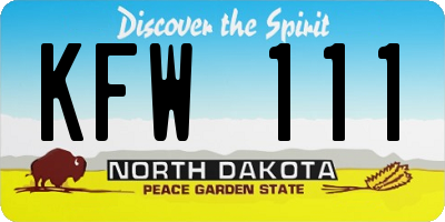 ND license plate KFW111