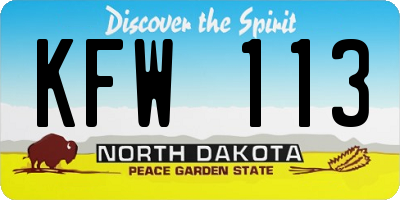 ND license plate KFW113