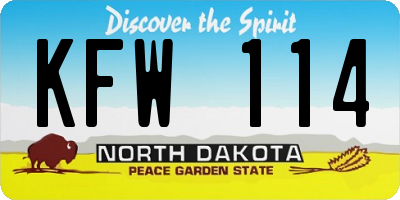ND license plate KFW114