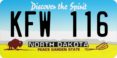 ND license plate KFW116