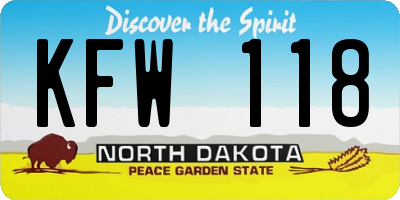 ND license plate KFW118