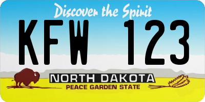 ND license plate KFW123