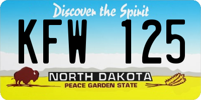 ND license plate KFW125