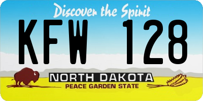 ND license plate KFW128