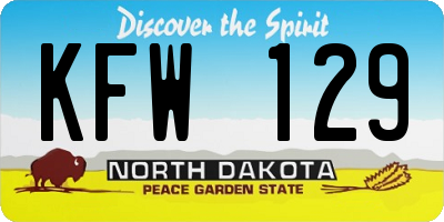 ND license plate KFW129