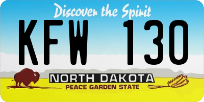 ND license plate KFW130