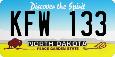 ND license plate KFW133