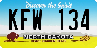 ND license plate KFW134