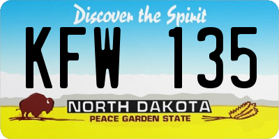 ND license plate KFW135