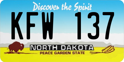 ND license plate KFW137
