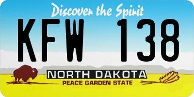 ND license plate KFW138