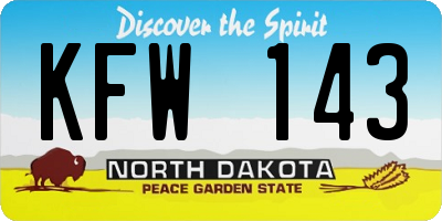 ND license plate KFW143