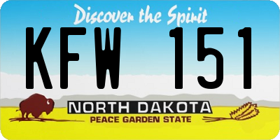 ND license plate KFW151