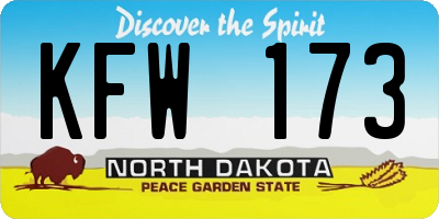 ND license plate KFW173