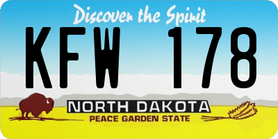 ND license plate KFW178