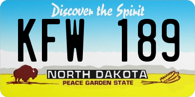 ND license plate KFW189