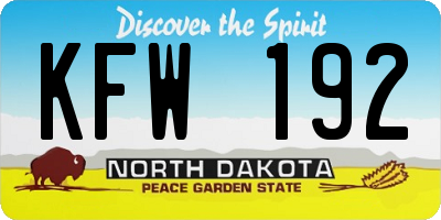 ND license plate KFW192