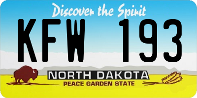ND license plate KFW193