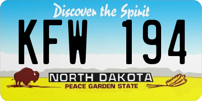 ND license plate KFW194