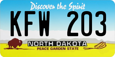 ND license plate KFW203