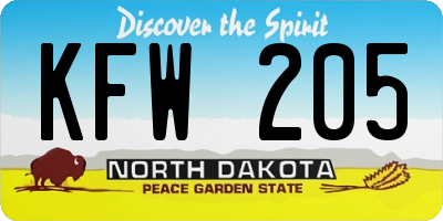 ND license plate KFW205