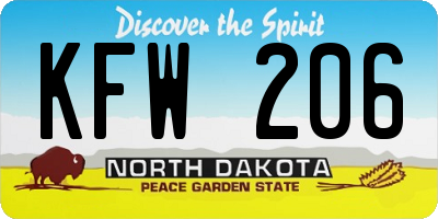 ND license plate KFW206