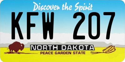 ND license plate KFW207