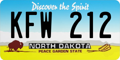 ND license plate KFW212