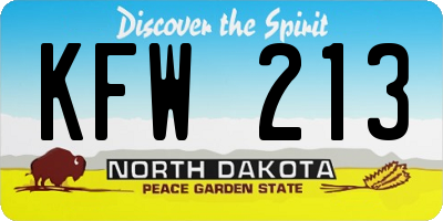 ND license plate KFW213